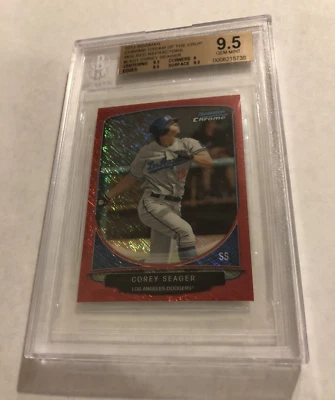 2013 BOWMAN CHROME MINI RED REFRACTOR COREY SEAGER RC JERSEY #5/5 BGS 9.5 GEM - Image 1 of 2