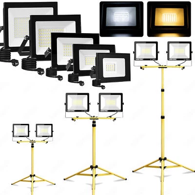 LED Fluter mit Stecker + Stativ Strahler Baustrahler Arbeitsleuchte Scheinwerfer - Bild 1 von 4