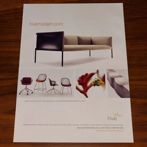 HIVE MODERN PRINT AD MAGAZINE ADVERTISEMENT DESIGNER FURNITURE MIDCENTURY COUCH - Imagen 1 de 3