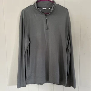 Calvin Klein Men's Size Large Gray Pullover Sweater Quarter Zip Grey Lightweight - Picture 1 of 7