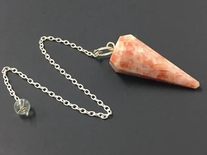 Sunstone Pendulum Faceted Dousing Pendulum Reiki Chakra Wicca Metaphysical Tool - Picture 1 of 1