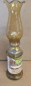 Vintage Amber Miniature Oil Lamp LAST SUPPER Made In Hong Kong  - Picture 1 of 3