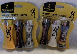 Two NULITE "BROWNING"  TATTOO 3 pc CURVE ELECTRONIC REFILLABLE LIGHTERS (Sealed) - Picture 1 of 4