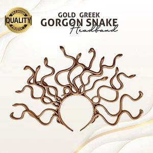 Diadema de serpiente gorgona diosa griega mítica dorada aterradora Halloween vestido elegante - Imagen 1 de 2