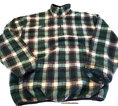 Chaqueta Pullover Eagle Golf A Cuadros Vellón 1/4 Cremallera Para Hombre L Logo Verde Negro Crema Foto 1 de 4