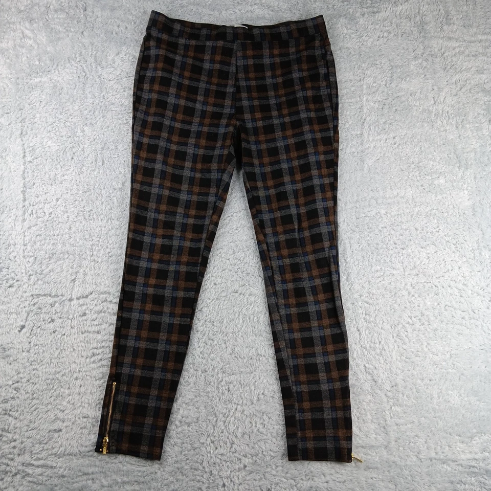 Pantalones de chándal ajustados elásticos forrados a cuadros con cremallera al tobillo grandes Iman para mujer Foto 1 de 4