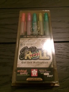 Vintage Sakura Gelly Roll Gel Ink Rollerball Pens Ice Cream 10 Pastel Colors USE - Picture 1 of 5
