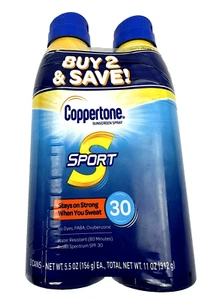 Coppertone SPF 30 High Performance Sport Sunscreen Spray Twin Pack 11 fl oz A080 - Picture 1 of 2