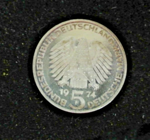 1974 Germany 5 Deutsche Mark Commemorative - Picture 1 of 7