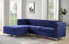 Velvet Sectional Sofa L-shaped Upholstered Couch Tufted Seatbacks Reliner Chaise