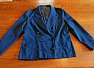 HAWKSLEY & WIGHT HW Womens Blue Double Breasted Work Career Blazer Size 14 EUC - Picture 1 of 6
