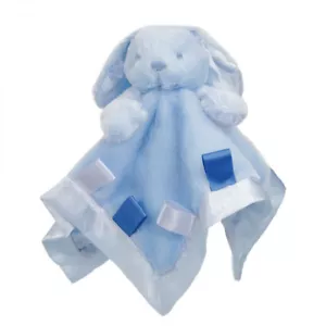 Baby Comforter Blanket Blankie Bunny Rabbit Toy Gift Blue White Pink Soft Touch - Picture 1 of 6