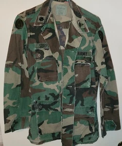 Vtg 1970's US Army Woodland Camo Hot Weather Combat Coat Uniform w/Pants Patches - Picture 1 of 12