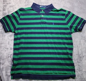 Polo vintage Ralph Lauren XL verde/navy a righe - Foto 1 di 10