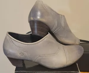 Josef Seibel Womens 38 (US 7.5) Ankle Booties Grey Leather Block Heels Classic - Picture 1 of 5