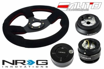 Volante de gamuza NRG 320mm Race BK Rd St con buje 120H Gen2 liberación bloqueo CF LB Foto 1 de 4