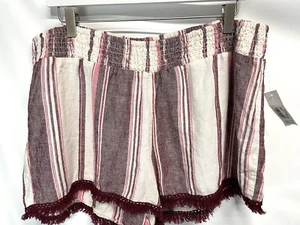 No Boundaries Linen Blend Shorts Elastic Waist Tassel Hem NEW 15/17 - Picture 1 of 9