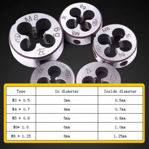 Juego de 5 troqueles métricos para mano izquierda M3 M4 N5 M6 M8 troqueles máquina redonda herramientas de roscado - Imagen 1 de 8