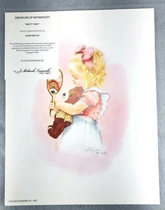 Litografía ""Pretty Teddy"" de Susan Neelon estampado artístico firmado numerado con certificado de autenticidad 130/350 - Imagen 1 de 6