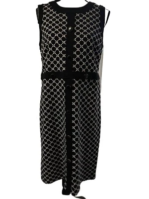 Talbots Women's Size 12 Sheath Dress Black Geometric Sleeveless Office Boss - Image 1 of 4