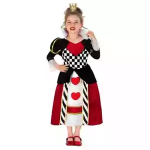 Girls Queen of Hearts Costume Kids Fairy Tale Storybook Dress Halloween - Picture 1 of 5