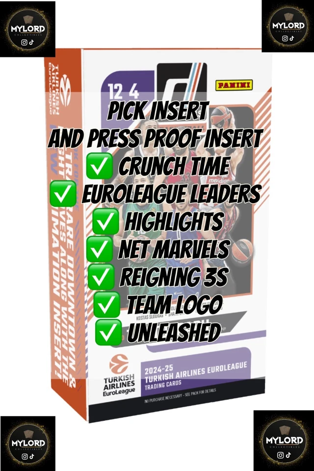 2024-25 Panini Donruss Euroleague PICK Your INSERT & INSERT PRESS PROOF NEW 17.8 - Image 1 of 1