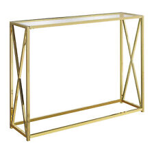 Monarch Specialties 42.25 Inch Modern Glass Top Metal Console Accent Table, Gold