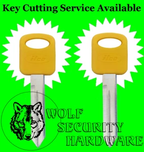 Lot of Two (2) Ford Yellow Plastic Molded Key Blank Uncut H75P H75PC - Picture 1 of 2