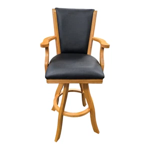 Real Wood 30" Bar Height Seat Swivel Bar Stool with Backrest and Armrests - 1ea - Picture 1 of 7