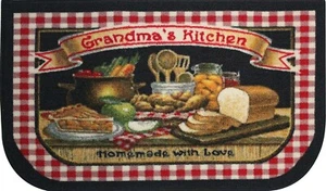 PRINTED NYLON KITCHEN RUG (nonskid)(18"x30") FOOD,GRANDMA'S KITCHEN, D Shape, KH - Picture 1 of 12