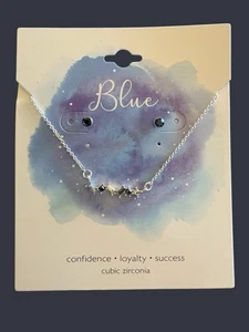 Blue CZ Necklace And Stud Earring Set Watercolor Star Set - Picture 1 of 3