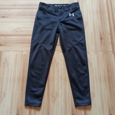 Pantalones negros de béisbol Under Armour para niños talla juvenil extra pequeños niños YXS Foto 1 de 4