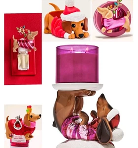 Juego de 5 piezas de accesorios de pedestal de velas de vacaciones Bath & Body Works DACHSHUND para perros - Imagen 1 de 17