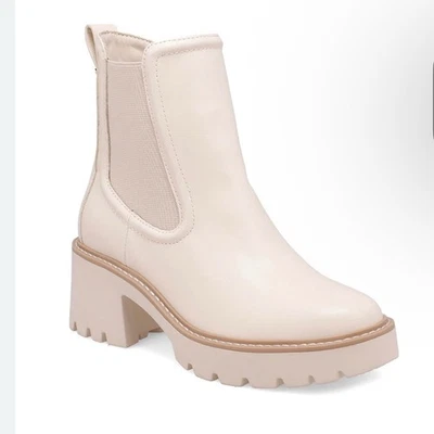 MIA NOYLYNN Chunky Chelsea Lug Sole Bootie Bone Cream Platform Size 7.5 NIB - Image 1 of 4