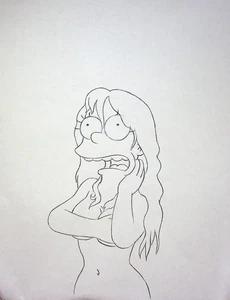 Simpsons 1990s Series Production Hand-Drawn Model Cel Layout - MARGE - Picture 1 of 2