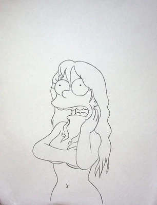 Simpsons 1990s Series Production Hand-Drawn Model Cel Layout - MARGE - Image 1 of 2