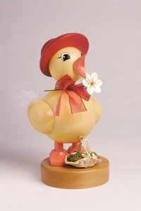 Easter Items Chick with Red Straw Hat Wxdxh = 4 5/16x4 7/8x8 5/16in New Decor - Picture 1 of 1
