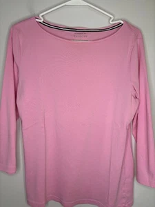 TALBOTS The Talbots Tee Womens M Pink 3/4 Slv Stretch Knit - Picture 1 of 5