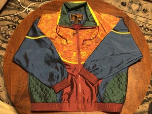 Vintage 90s CASUAL ISLE Petite Full Zip Jacket Windbreaker Top Color Block - Picture 1 of 10