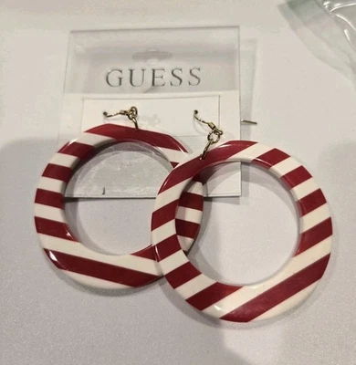 Pendientes de aro grandes rojos y blancos de Navidad Foto 1 de 4