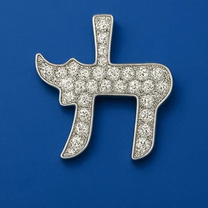 Nuevo Colgante Chai Chai Chapado en Rodio Plata de Ley 925 Circonita cúbica - Joyería Hebrea Judaica - Imagen 1 de 20