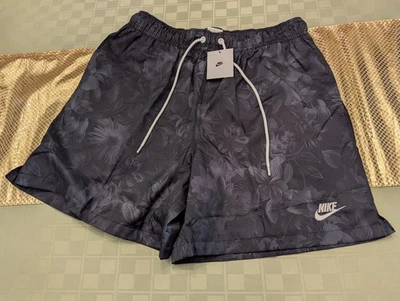 Shorts Nike Club Flow forrado de malha preto fantasma floral tecido IB8551-010 masculino GG - Imagem 1 de 4