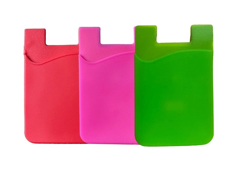 Phone Wallet Stick-On-Multi-Purpose Silicone Card Holder, Red+Green+Pink 3Pcs - Image 1 of 4