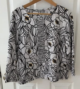 Habitat Clothes To Live In Floral Blouse Gauze Top Black White Wearable Art S - Picture 1 of 11