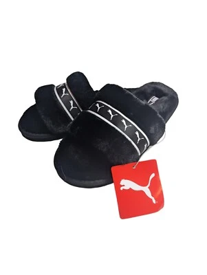 Sandalias Puma Fluff Remix BX Mujer Talla 7 Slides Negro Blanco Logo 385346 01 NUEVAS Foto 1 de 4