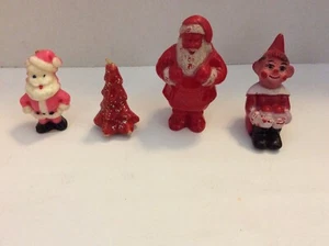 4 DE COLECCIÓN NAVIDAD PLÁSTICO SANTA CANDY SOPORTE GOMA ELFO ARRODILLADOR GURLEY VELAS - Imagen 1 de 12