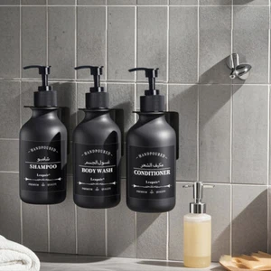 Refillable 500ml Lotion Pump Bottles Wall Mounted Body Wash Conditioner Shampoo - Picture 1 of 18