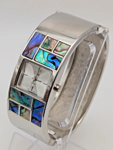 Accutime Vivani Ladies Bracelet Watch Silver Tone with Abalone Inlay New Battery - Picture 1 of 8