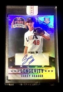 2015 Corey Seager Panini USA STARS & STRIPES LONGEVITY #D /25 BLUE SEALED NL ROY - Picture 1 of 4