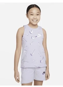 Nike Girl's Sportswear French Terry Printed Tank Top, Lilac Purple, X-Large NWT - Picture 1 of 11